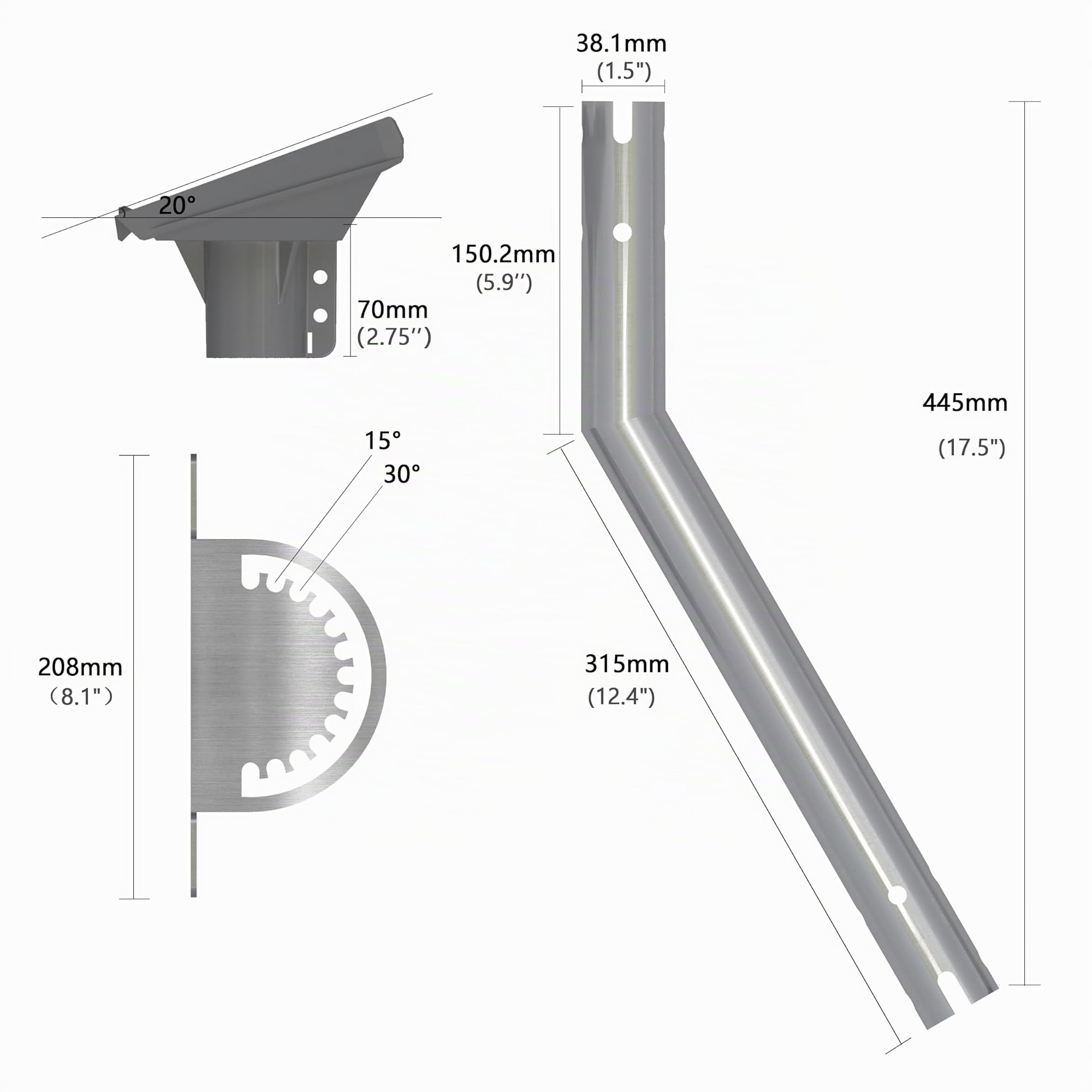 Starlink - Pivote de montaje en J de pared estándar 4/4X incluye adaptador de tubería Gen 3/V4 | Acero inoxidable