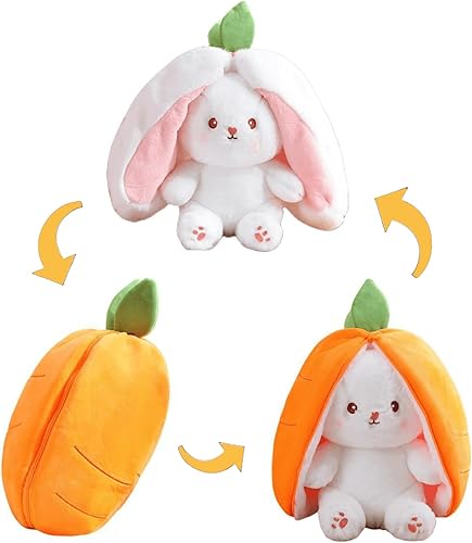 Almohada reversible de zanahoria de conejo con cremallera Lindo juguete de peluche para niños