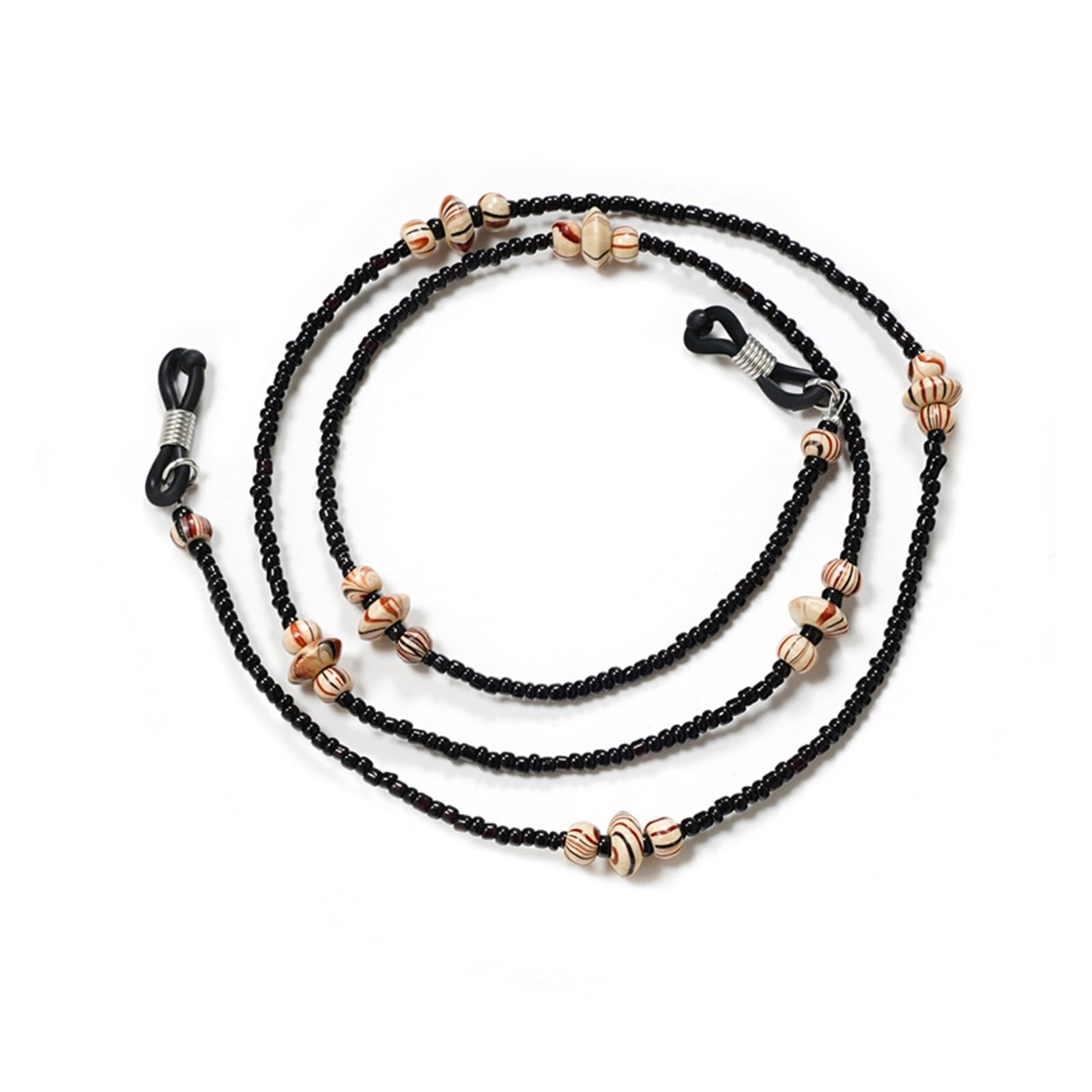 Chaîne de lunettes rétro en perles de bois pour un style authentique et épuré