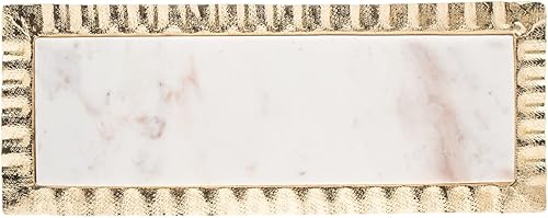 Godinger Bandeja de servir de mármol para aperitivos postres Hors D'vour Dish Ripple Gold