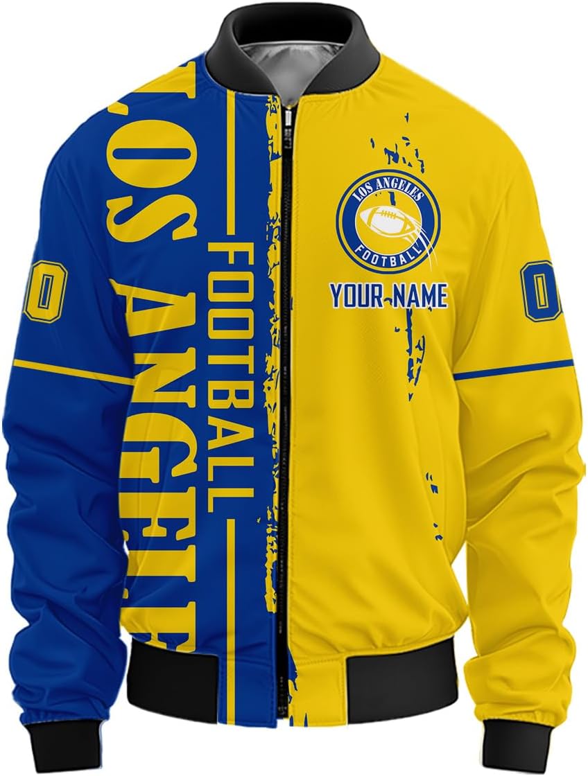 Men Personalized City Pride Name Number Logo Varsity Coat Custom Football Fan Gears Lightweight Windbreaker Jacket