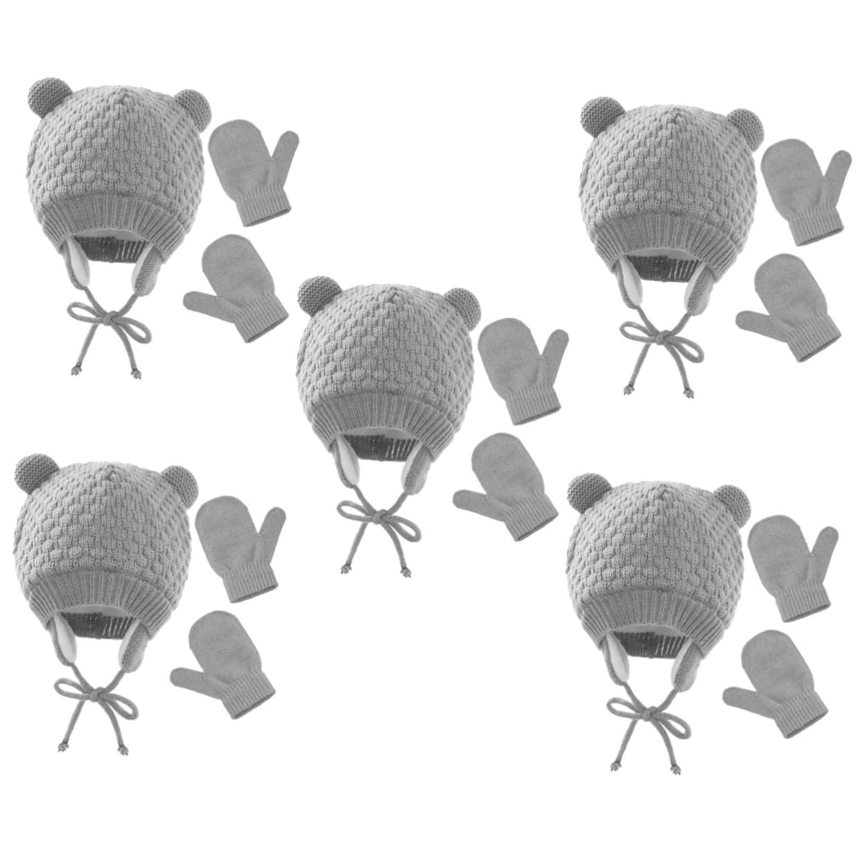 5 Ensembles Bonnet Pour Enfants De Neige Pour Enfants D'hiver Chapeau Enfant Capuchons Jugulaires Chapeaux Pour Tout-petits Garçons Hommes Laine Acrylique Grey