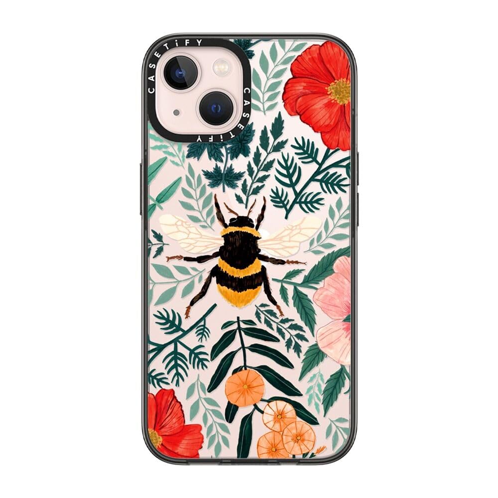 Étui compact iPhone 13 anti-choc CASETiFY léger mince fleurs noir - 8