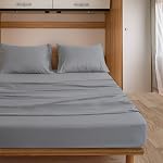 RV Feuilles de la Reine, Super Soft RV Feuilles de la Reine courte pour RV Campeur, 4 Feuilles de lit en pièces, poches profondes, draps extra doux et respirant, gris