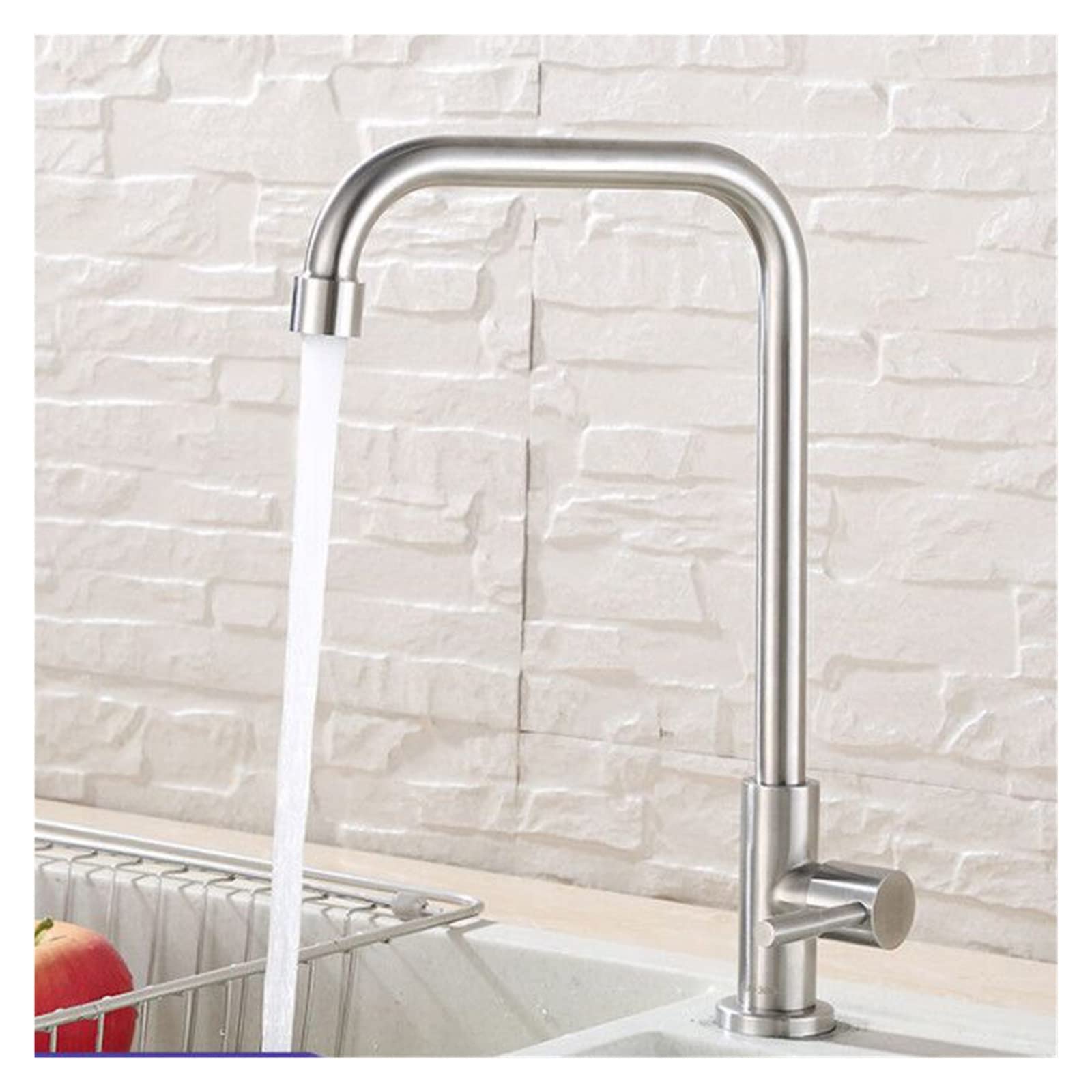 Robinet d'évier de cuisine rotatif 360 en inox argent lave-vaisselle facile