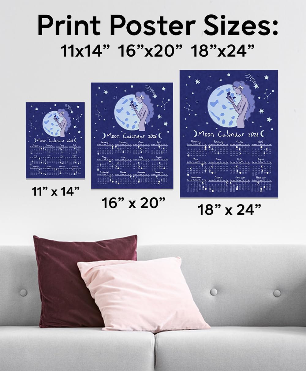 Amazon.com: 2026 Calendar-16x20 Unframed Poster-Moon Phases Lunar