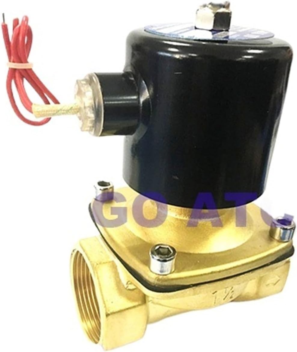 2 Way 2w Series Air Gas Water Copper Valve 2W350-35 1-1/4 2W400-40 1 1/2 Inch Brass Solenoid Valve Normally Close Full Brass(1-1/4",DC24V)