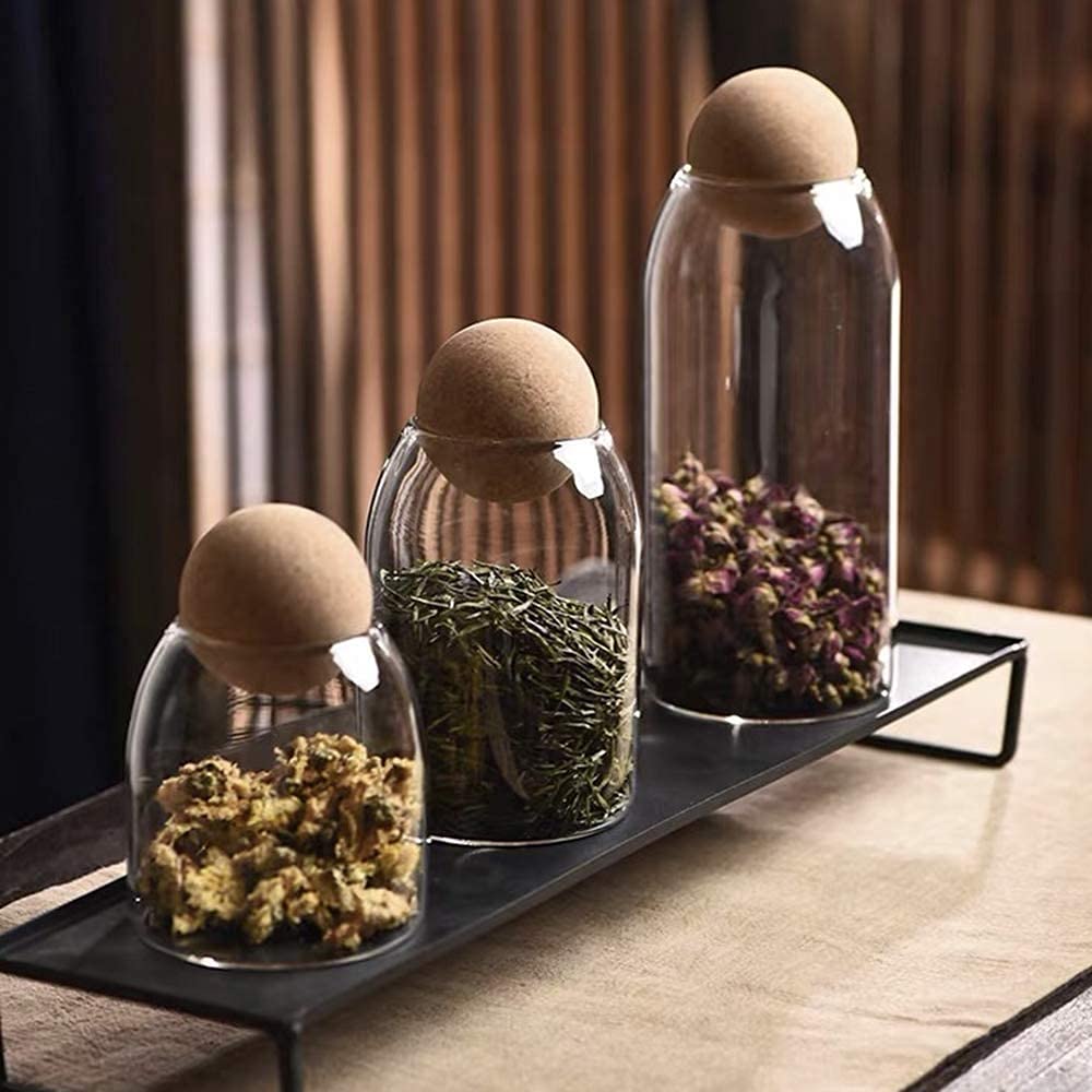 YRHH Glas Mit Kork, Gewürzgläser Gläser Zum Aufbewahren Von Gewürzen, Tee, Zucker, Kaffee, Nüssen-Lot de 3 Küche, Haushalt & Wohnen