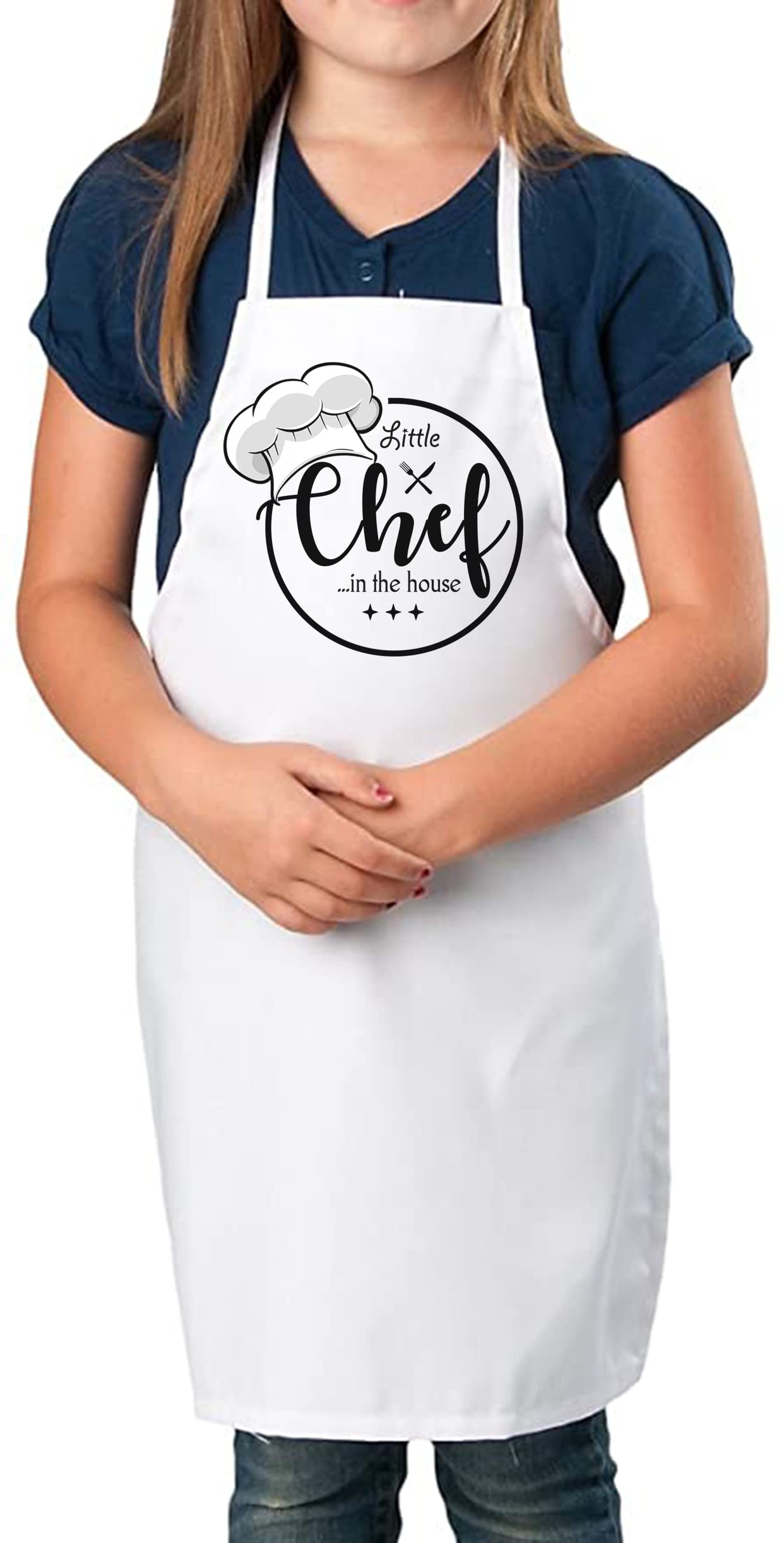 Style Secrets Little Chef Polycotton Chef Apron and Cap Costume for Babies/Kids Photoshoot, Cooking, Art & Craft, Fun Activities Etc. (4-7 Years, White) 3