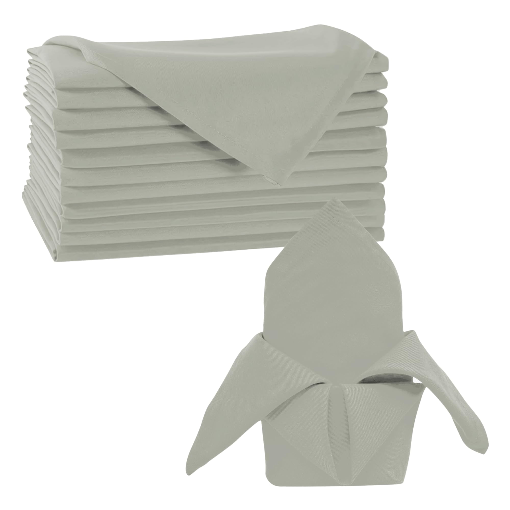Trimming Shop 20 Inch Grey Polyester Table Napkins, 50x50cm Square, Reusable, Wrinkle-Resistant Cloth Napkins for Dinner Parties, Events, Weddings, Restaurants & Hotels, 8pcs — image 1