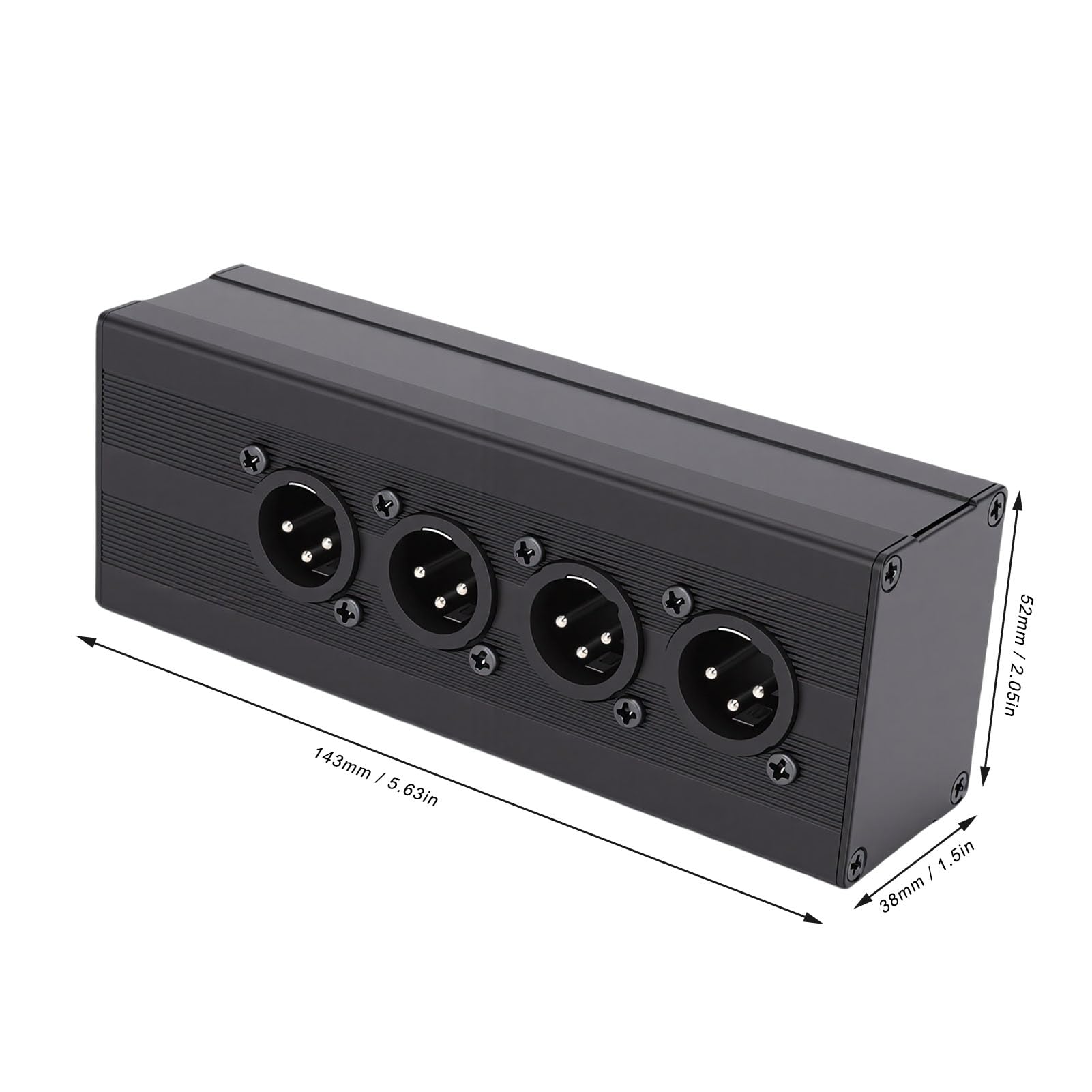 Boîtier Répartiteur XLR, Distributeur de Signal équilibré 1x4 XLR Femelle vers Mâle, Boîtier en Alliage D'aluminium et Contacts Plaqués or, pour Système de Sonorisation de