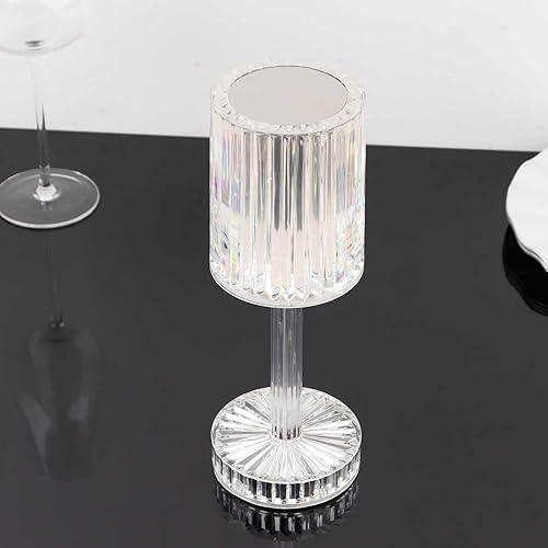 Miniatura 8 de Efavormart - Lámpara de mesa inalámbrica LED de 10 pulgadas con cilindro de cristal acrílico que cambia de color, lámpara de acento recargable con