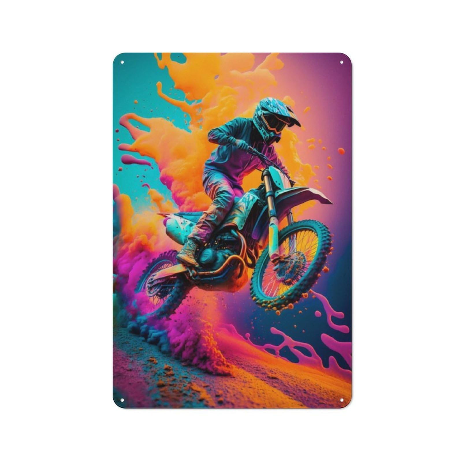 Junmoney Motocross Retro Metal Plaque 30X20cm Featuring For Garage Wall, A Winter Wall Decor Update For Workshop Decor Fans