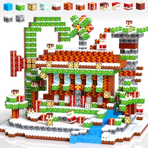 Uiczdry 120PCS Christmas Magnetic Building Blocks, Build Magnet World Set,Magnet Building Cubes for Boys & Girls Age 3-4, 5 6 7 8 9 10, STEM Montessori Constructions Toys for Christmas Birthday Gifts