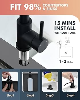 VFAUOSIT Black Kitchen Faucet with Soap Dispenser, 3-Mode