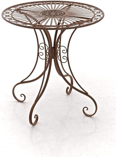 Table Haute De Jardin En Fer Forgé – Style Antique – Blanc Crème – 101 Cm – Aubaho