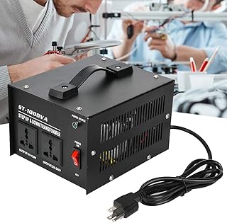AC Voltage Converter, ST-1000VA 1000W Heavy Duty Step Up 110V to 220V Single Phase Power Transformer 110/120/220/240V Voltage Transformer Converter with Overload Protector for Lab, Industry, Home