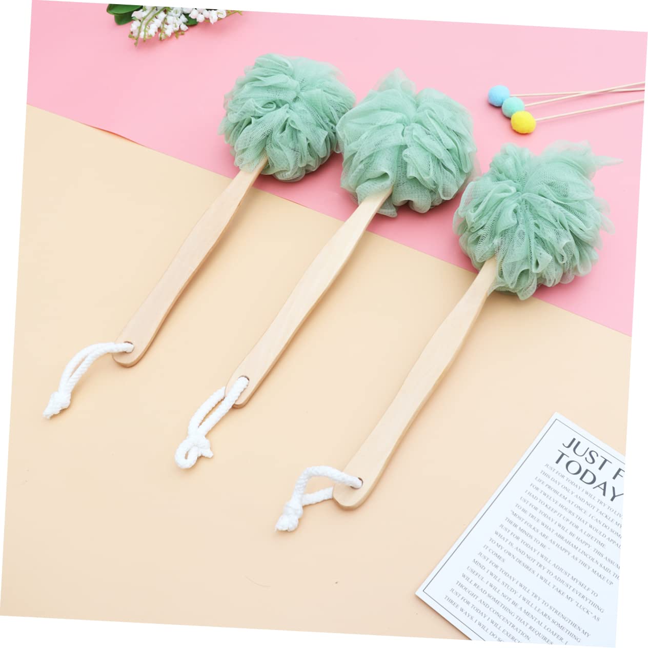 Housoutil 2sets Handtuch Luffa Griff Bad für Zurück Wäscher-freundliche Massage 3 Stücke * 2