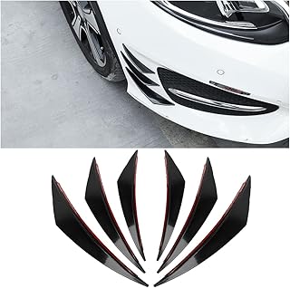 JNNJ 6 Pieces Universal Car Front Bumper Lip Splitter, Car Front Bumper Spoiler Canards Refit, Car Front Bumper Wind Gauge Trims Front Bar Universal (Black)