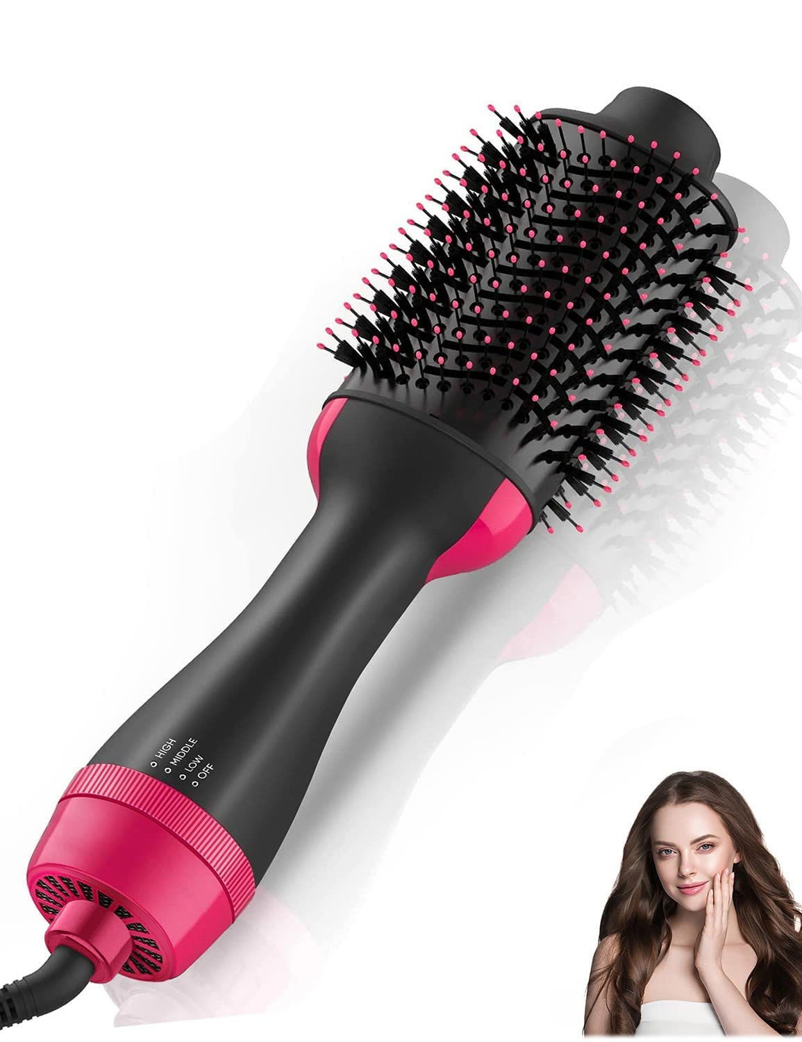 Vitus-Premium one step Hair Styling Tool: 4-in-1 Hot Air Brush for Straightening, Curling, Drying, and Volumizing