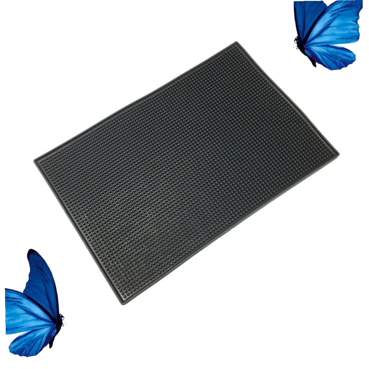 Tappetino Bar in Silicone Nero Antiscivolo Drenaggio | Bar e Cucina, 1 Pezzo, Formato Rettangolare, Scanalature Profonde, Adatto a Tazze e Frutta