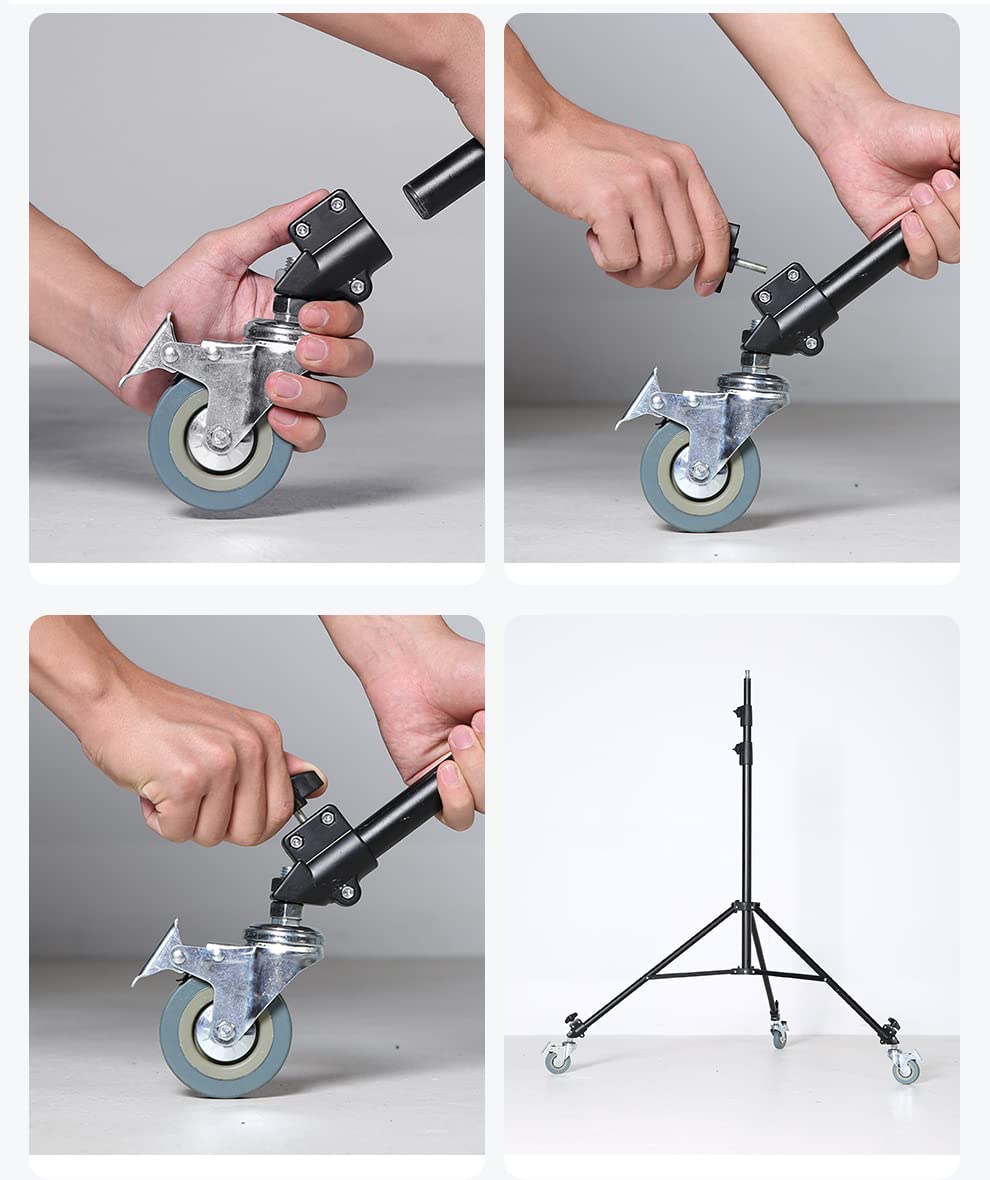AMBITFUL 3 X Light Stand Wheels Install Diameter of 22 mm Adjustable 360° with Locking Function Light Stand Wheels for Photo Video Studio Shooting