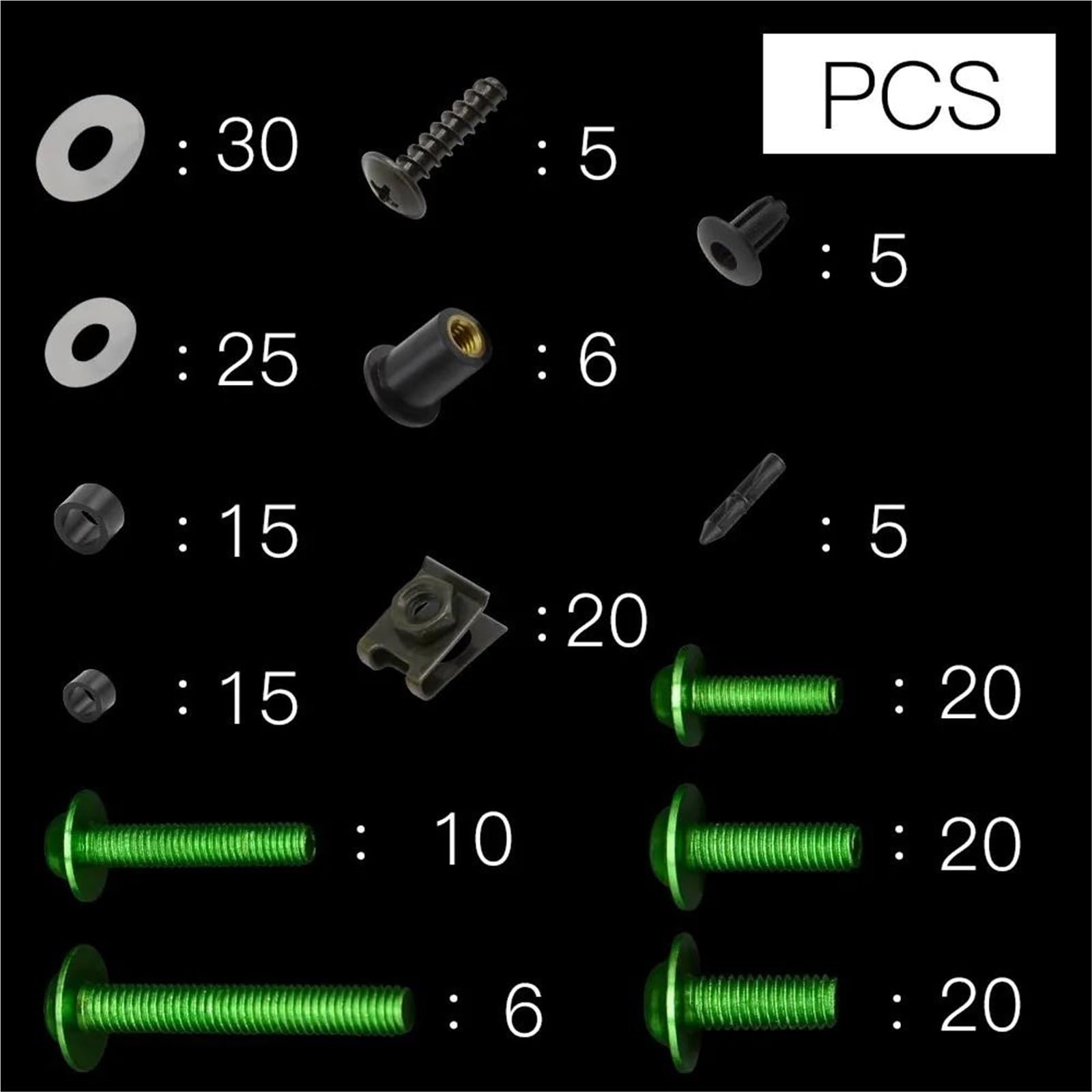 Schrauben Set Motorradverkleidungsschrauben Für Kawasaki ER6F ER6N Für Ninja 300 Für ZX6R 636 2005–2018 Befestigungssatz Für Verkleidungsteile Befestigungs Clips(Silber)