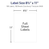 Avery Full-Sheet Printable Shipping Labels, 8.5" x 11" Customizable Stickers, White, 100 Blank Mailing Labels, Great for Mailing, Shipping, Organizing, and More (5165) – view 6