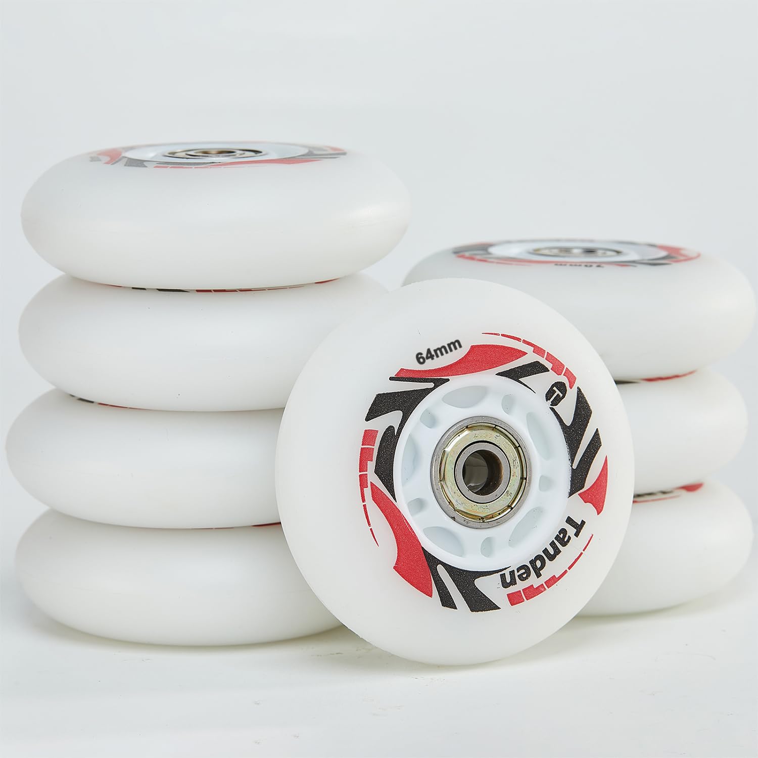 Lot de 8 roues de rechange pour patins à roues alignées de 64 mm avec roulements ABEC-9 lumineux