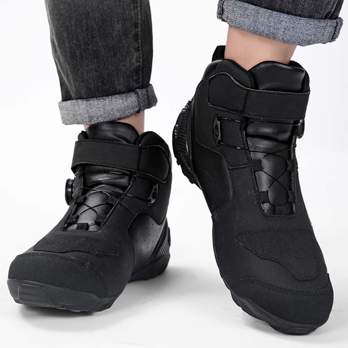 Stivali da Moto Uomo Stivali Sportivi in Pelle | Microfibra, Completamente Impermeabili, Suola High Grip, Protezioni Malleolo e Puntale, Certificato
