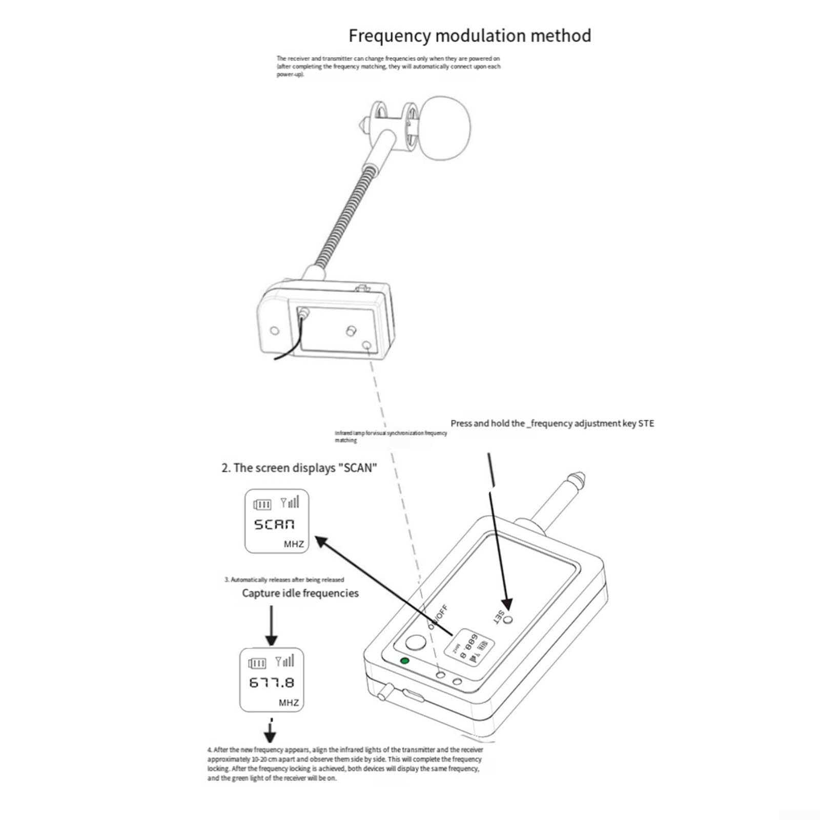 Kabelloses Mikrofon mit UHF-Technologie für Saxophon und Blechblasinstrumente mit flexiblem Schwanenhals zur Positionseinstellung