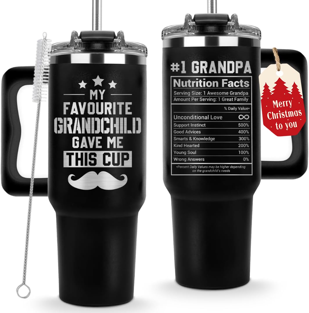 Vivulla68 My Favorite GrandChild Gave Me This Cup Tumbler 40Oz - Grandpa Birthday Gifts from Grandkids, Granddaughter, Grandson - Grandfather Mug,