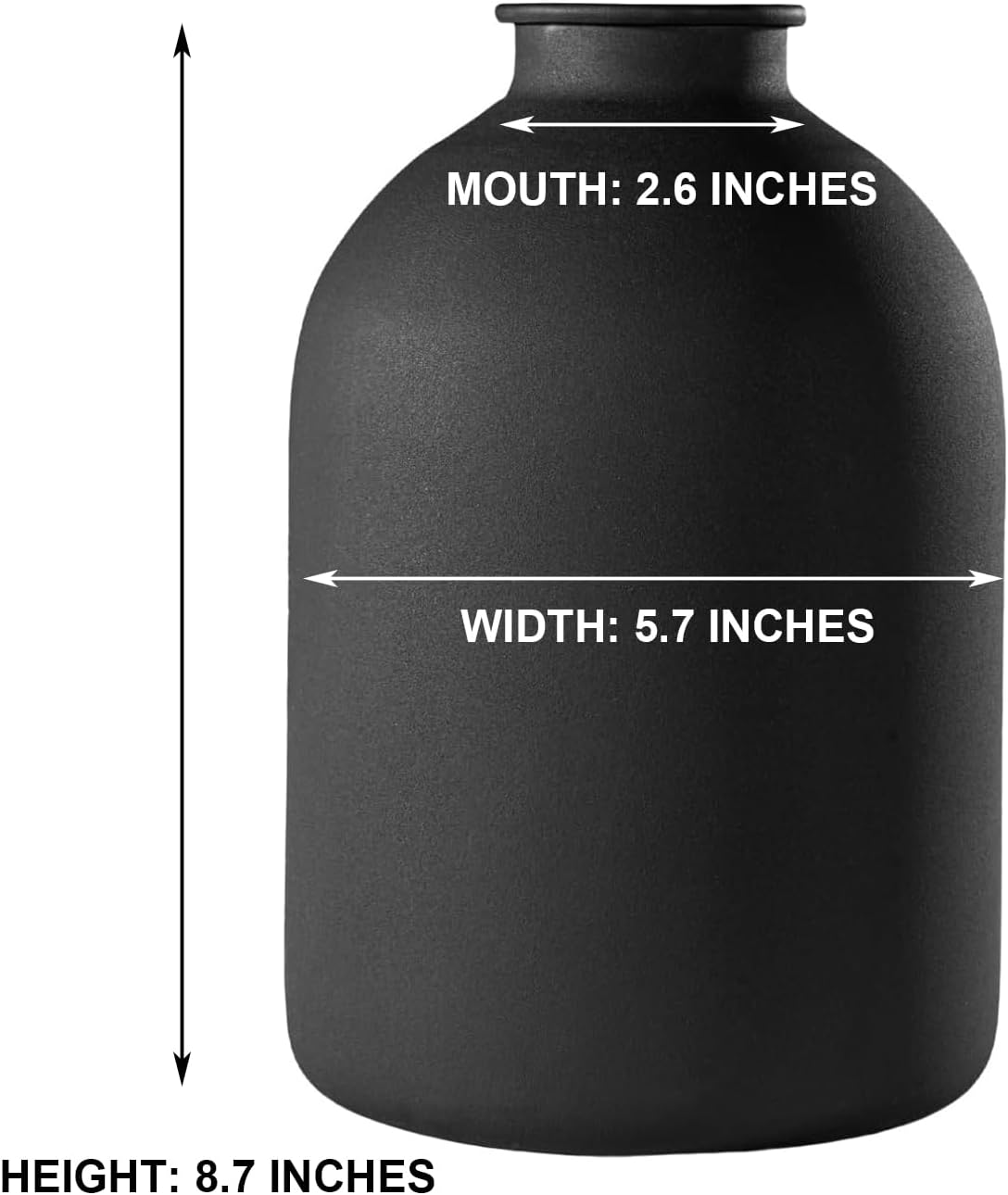 Metal Matte Black Vase 8.7 inch Tall Iron Frosted, Pampas Grass Vase for Centerpieces Minimalist Wabi Sabi Decor, Home Wedding Boho Décor