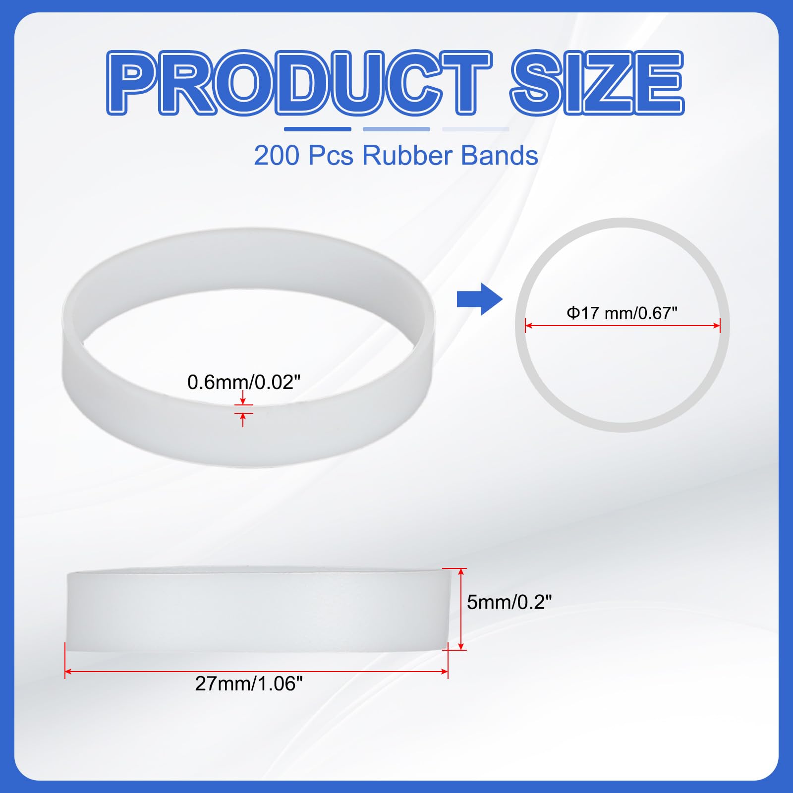 PATIKIL Silicone Rubber Bands Cable Ties 1.1", 200 Pcs Flat Rubber Elastic Band for Office Supplies Home Cord Wrapping White - Image 2