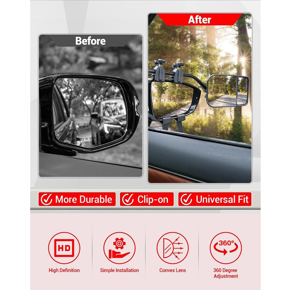 Specchio Auto Per Roulotte,Specchio Retrovisore Universale Esteso,Specchietti Estesi Universali（1 Coppia）,Regolabile e Ruotabile,Visione Allargata,Nero,Adatto a SUV,Camper,Camion,Caravan,Ecc.