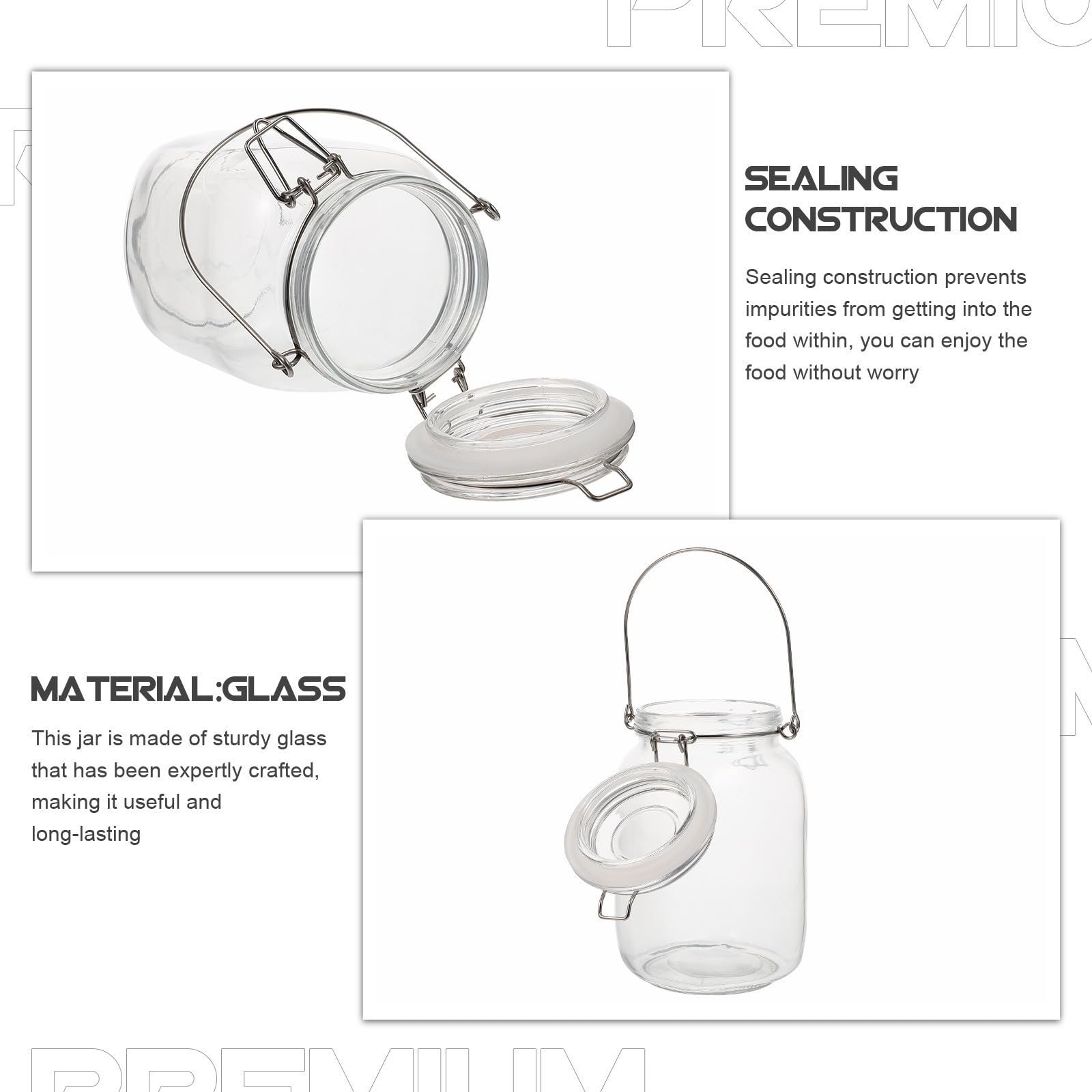 BETOOKY Tarro de Almacenamiento Hermético de Vidrio de 1.5l Diseño Sencillo para Encurtidos y Alimentos, Recipiente Resistente Tapa Sellada para Cocina Doméstica