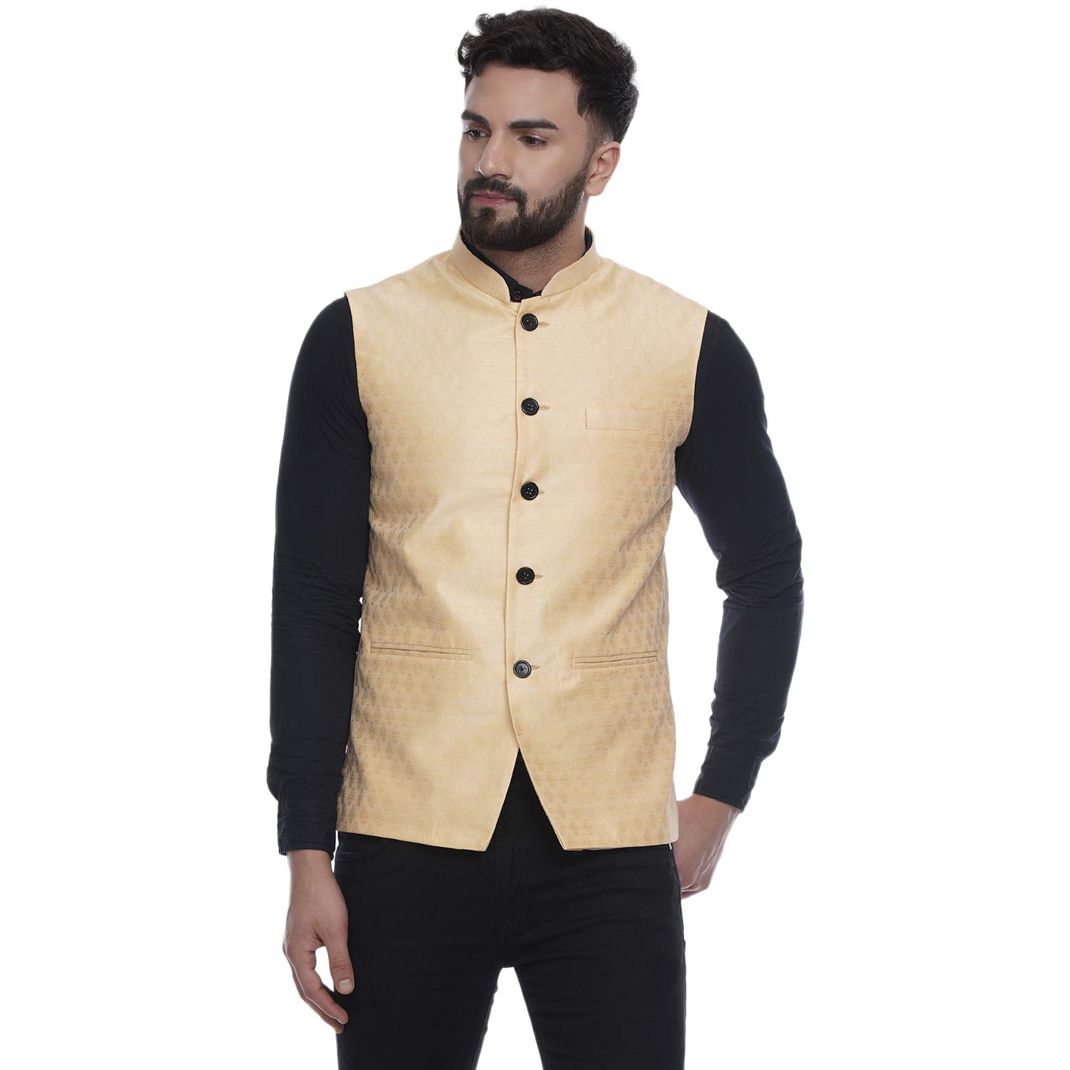 veera paridhaan Jacquard Printed Silk Nehru Jacket-picture-23