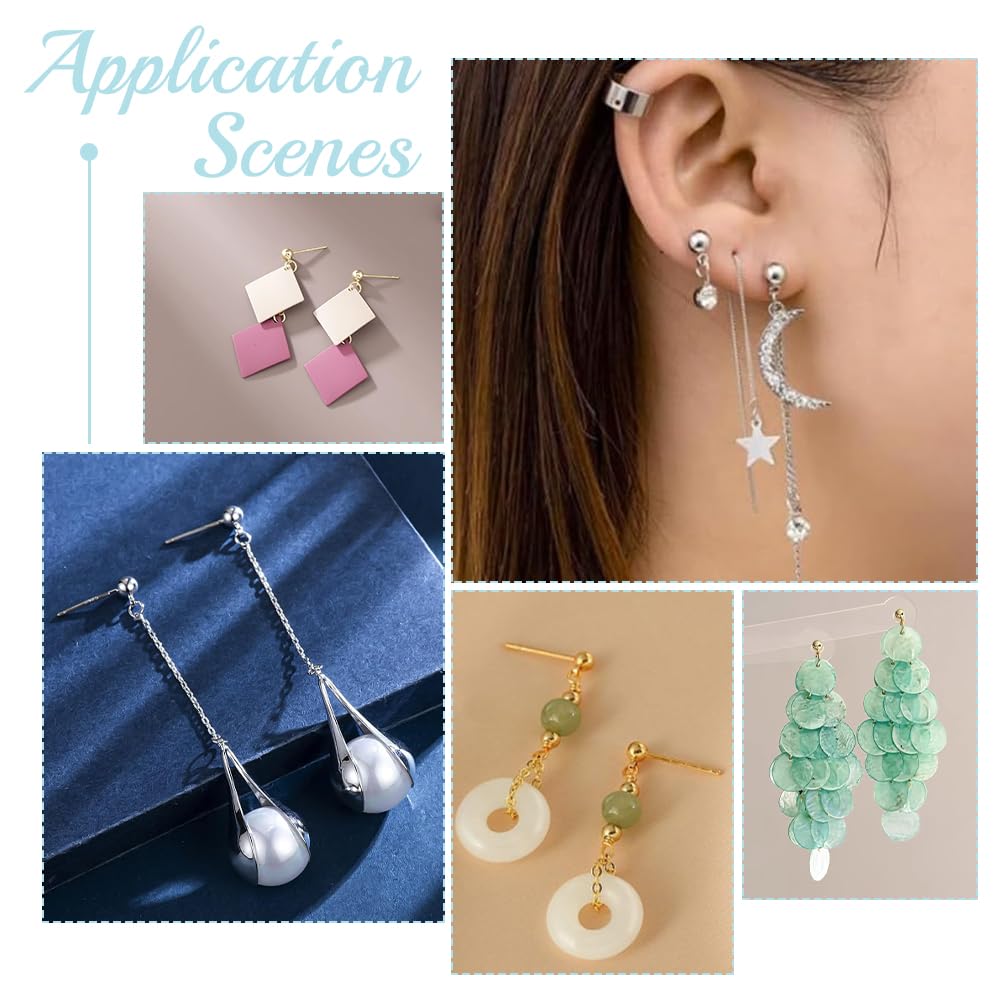 UNICRAFTALE 60 pz 3 Colori 3mm Sfera Orecchini in Acciaio Inox Orecchino Post Ear Stud con Orecchino Schienale per La Creazione di Gioielli Fai da Te, Pin 0.8 millimetro