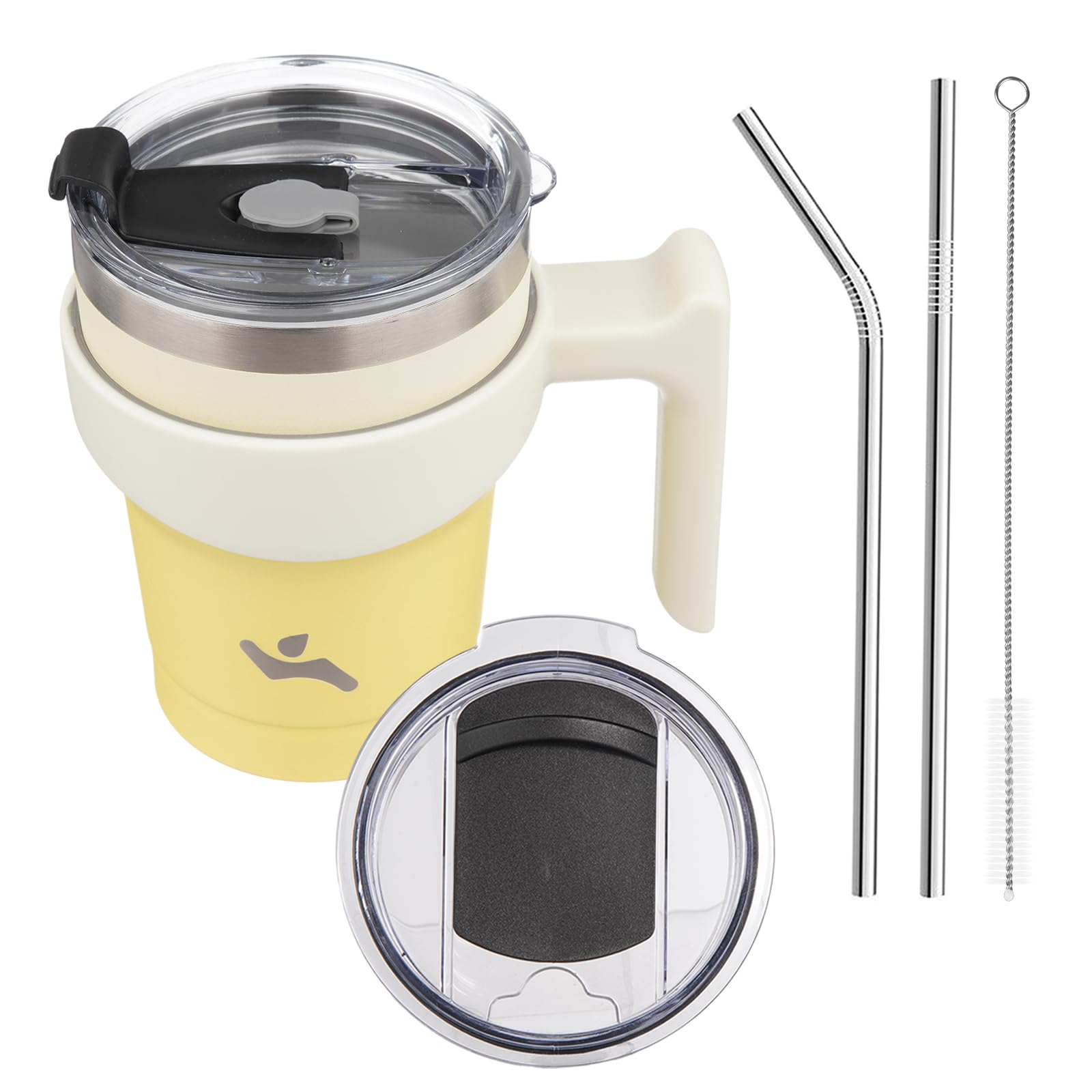 Konokyo 10 oz Tumbler with Handle and Straw, Insulated Travel Mug