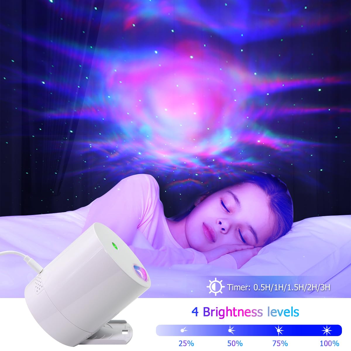 CAIYUE Lampada Proiettore Stelle, squisita luce notturna per bambini, Proiettore Stellare con telecomando, con velocità e luminosità Regolabili.Compleanni, feste, Natale,Regali,Decorazioni