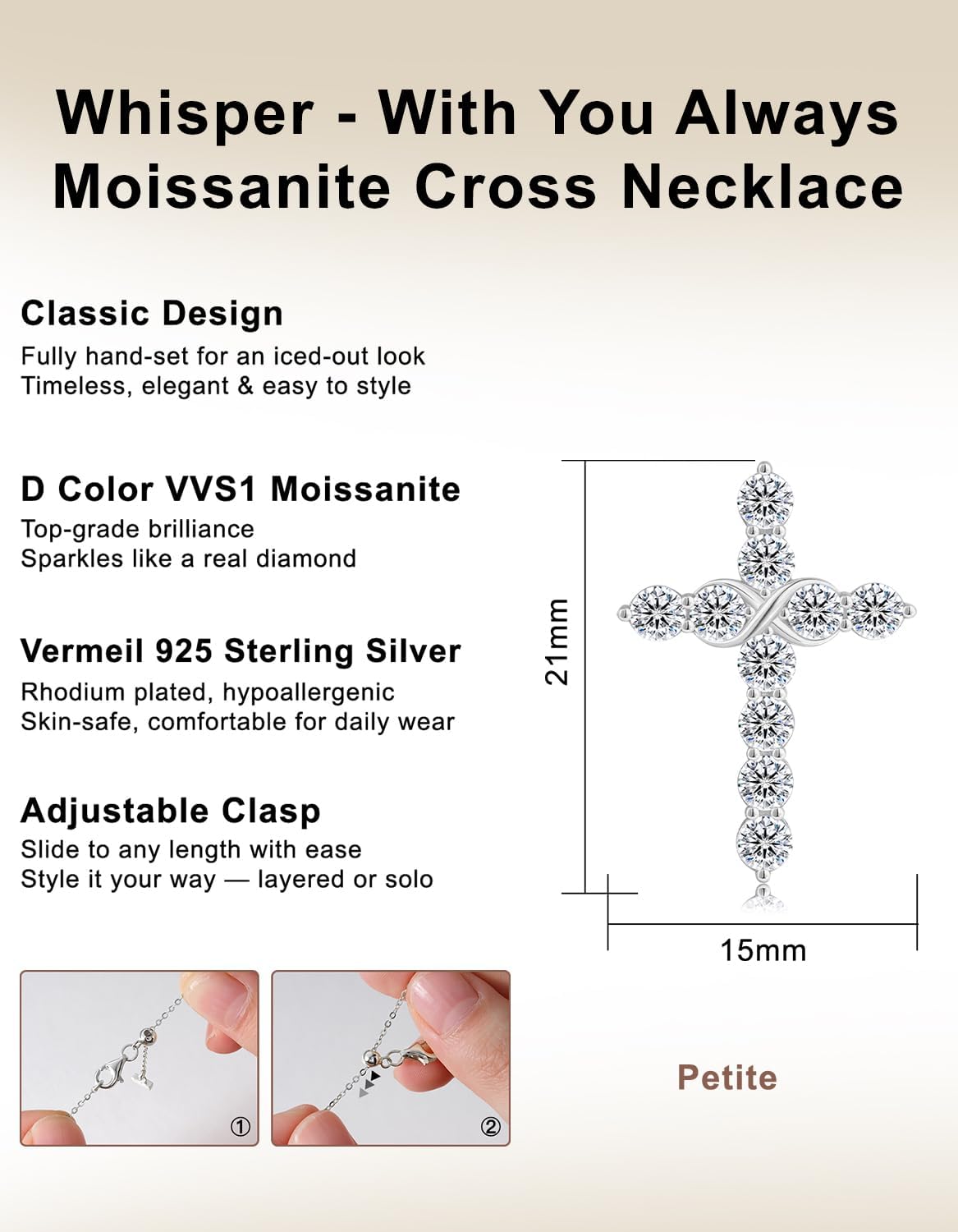 KRKC&CO Moissanite Cross Necklace for Women: 0.6-4.3ct D-Color VVS1, 14K 925 Sterling Silver, Hypoallergenic Pave-Set Cross Pendant, Gift for Birthday Wedding, Luxurious Gifts Jewelry Box​ - Image 4