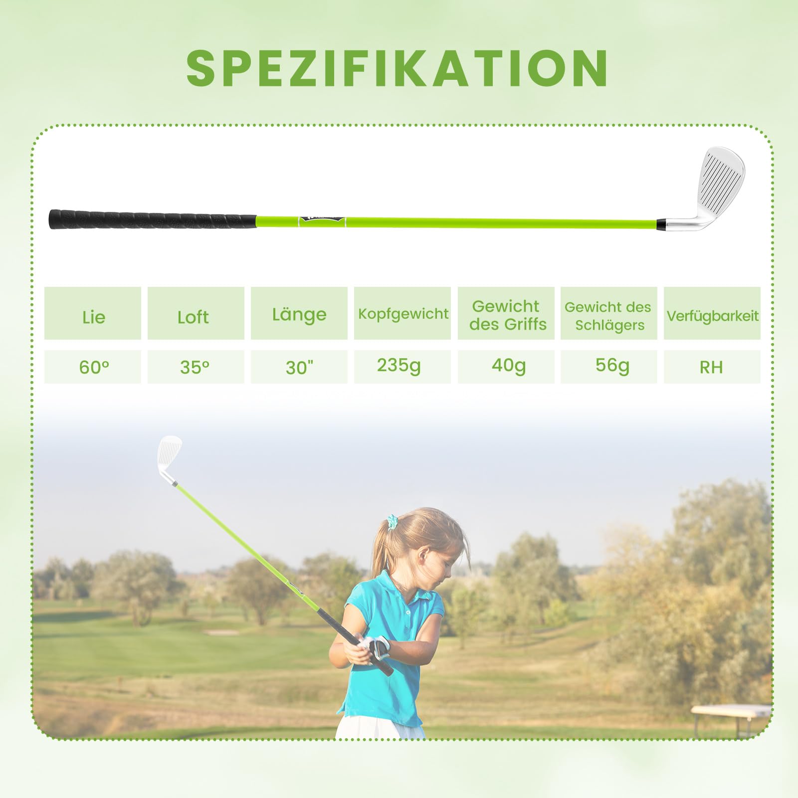 FANTASK Unisex Jugend Golfschläger 38220GNSP-VC-Golfschläger, Grün, Extra breit