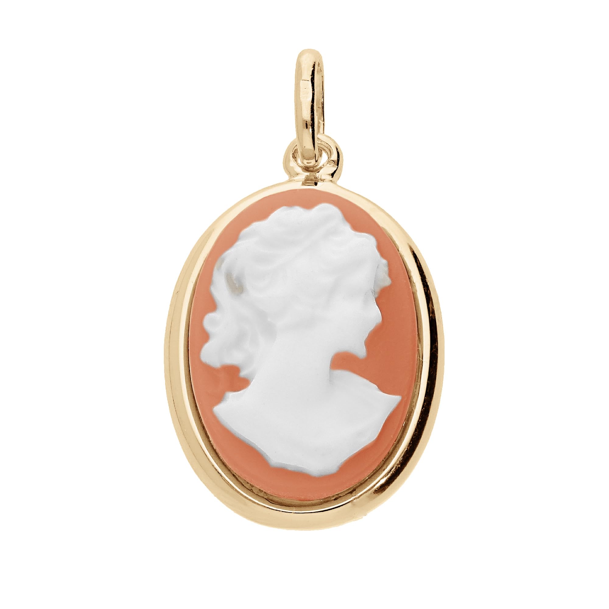 1001 Bijoux – Ciondolo placcato oro a forma ovale, modello cammeo, grande, colore: Rosa
