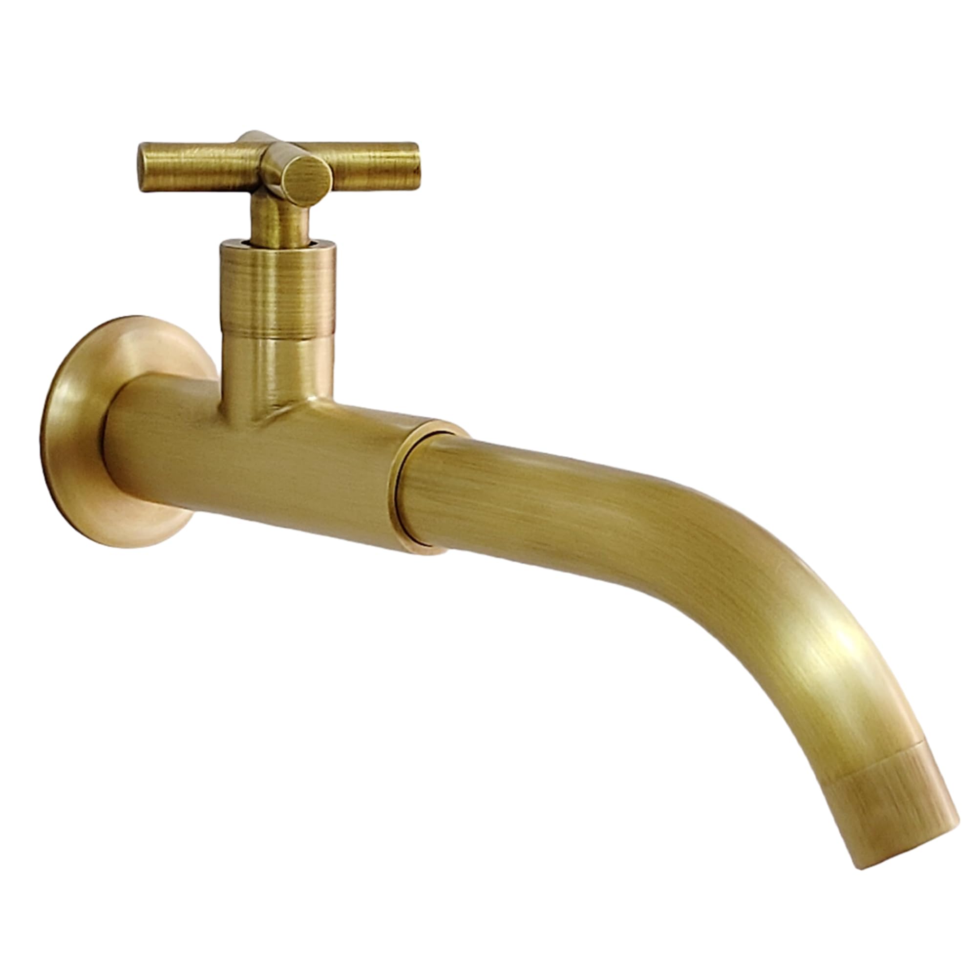Rubinetto a Parete Acqua Fredda in Ottone Anticato, 23CM | Retrò rubinetto monocomando lavello a muro lungo, girevole a 360°, cartuccia ceramica, per giardino, esterno, bagno, cucina
