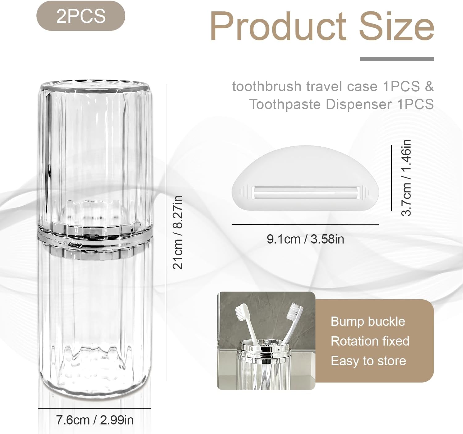 Toothbrush Travel Case Large Portable Travel Toothbrush Holder & Cup with Toothpaste Squeezer for School, Camping, Business Trip, Bathroom Organizer