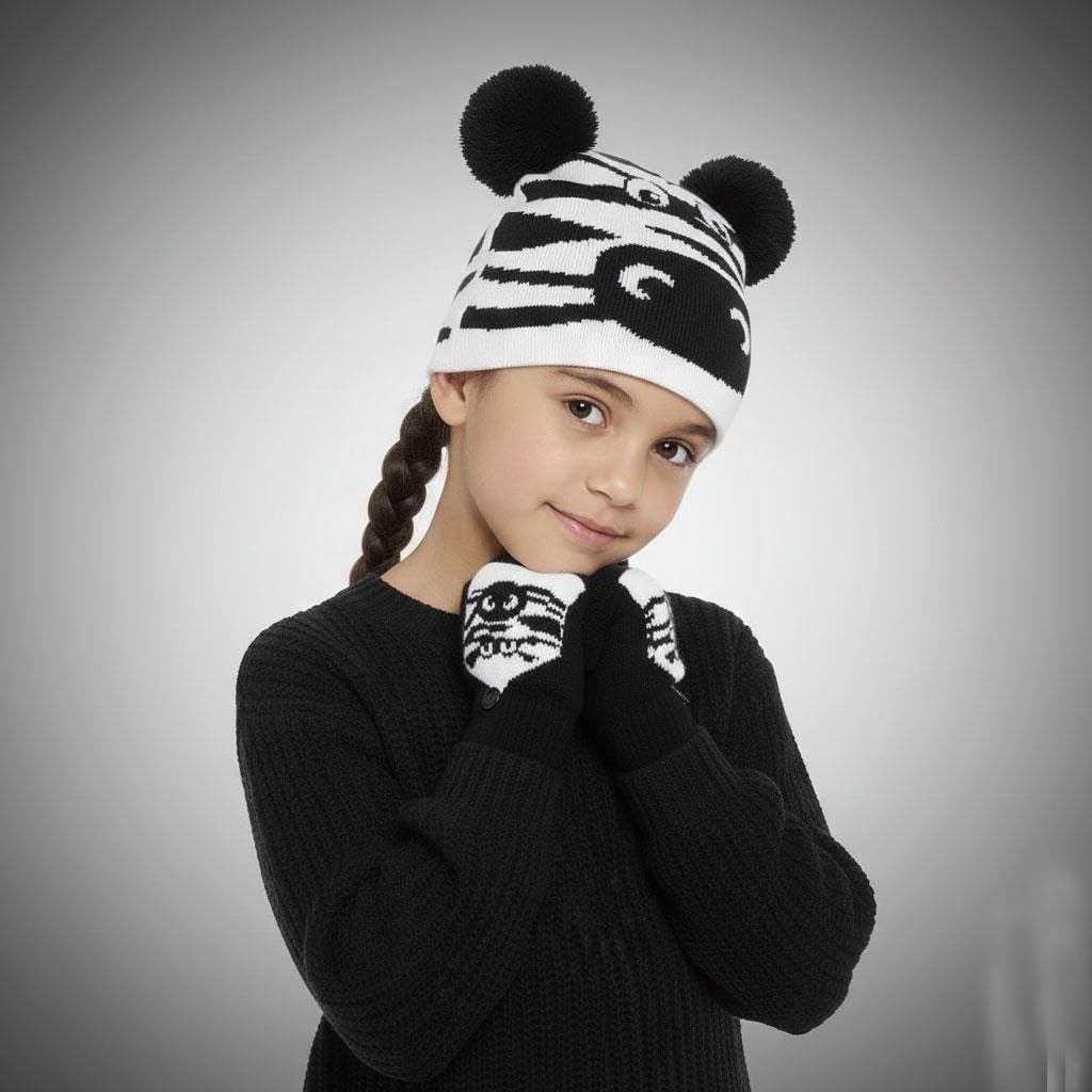 A2Z 4 Kids Girls Hat Gloves Knitted Animals Set Fleece Lined Winter Warm Cozy Comfortable Winter Accessories Sets