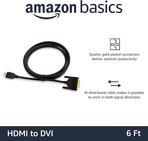Miniatura 2 de Tienda Basics Cable adaptador HDMI a DVI negro 6 pies paquete de 1