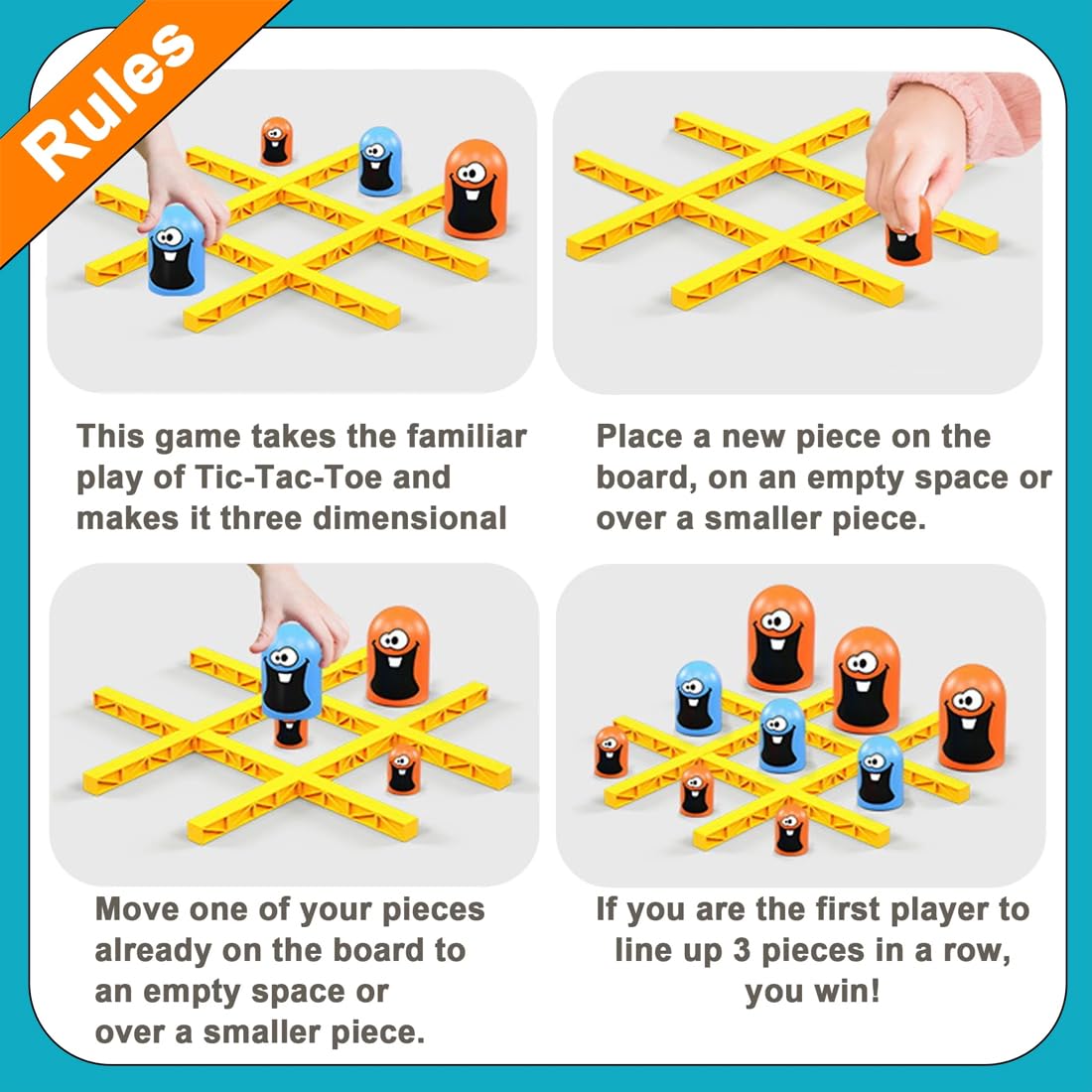 Tic Tac Toe Big Eat Small CartoonThinking Training Gioco da tavolo Giocattoli educativi interattivi genore-figlio per bambini Regali di Natale  26