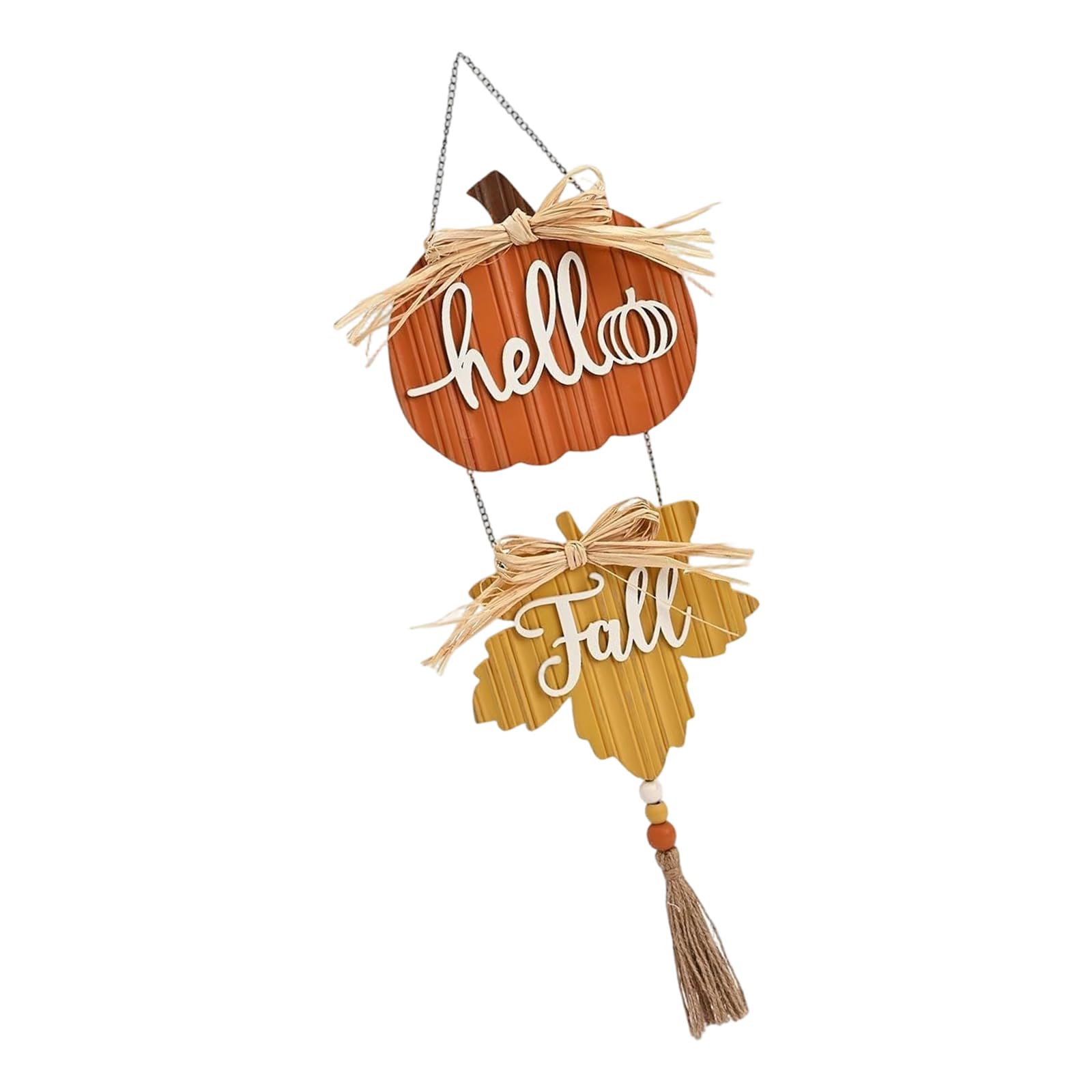 Fall Decoration Hello Fall Wreaths for Front Door, Autumn Maple Leave Pumpkin Door Signs for Autumn Harvest Home Decorations Front Decor
