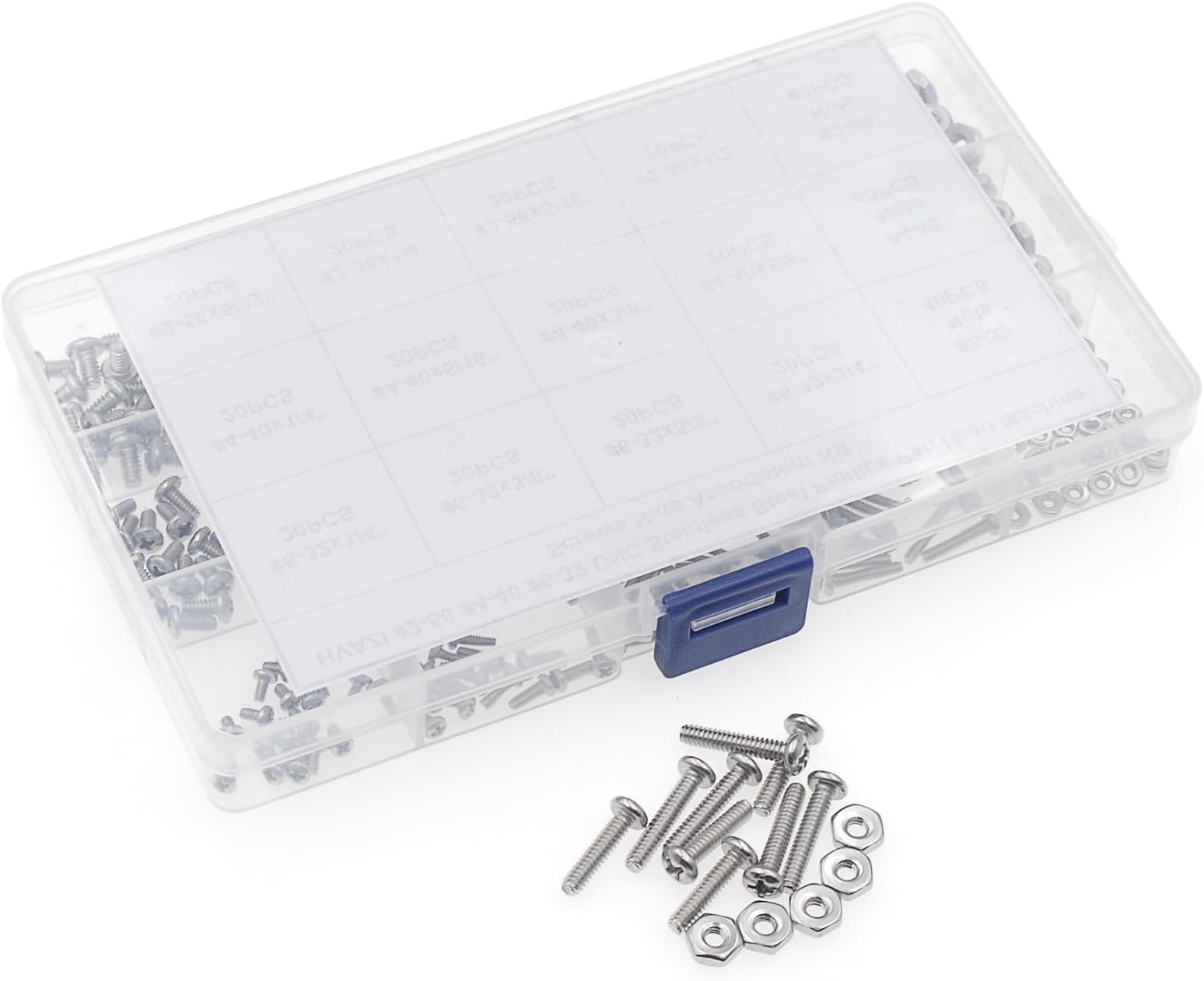 HVAZI #2-56#4-40#6-32 UNC Stainless Steel Phillips Pan Head Machine Screws Nuts Assortment Kit